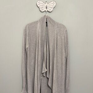 White House Black Market Sweater Cardigan Long Gray/ Silver Knit  Medium WHBM